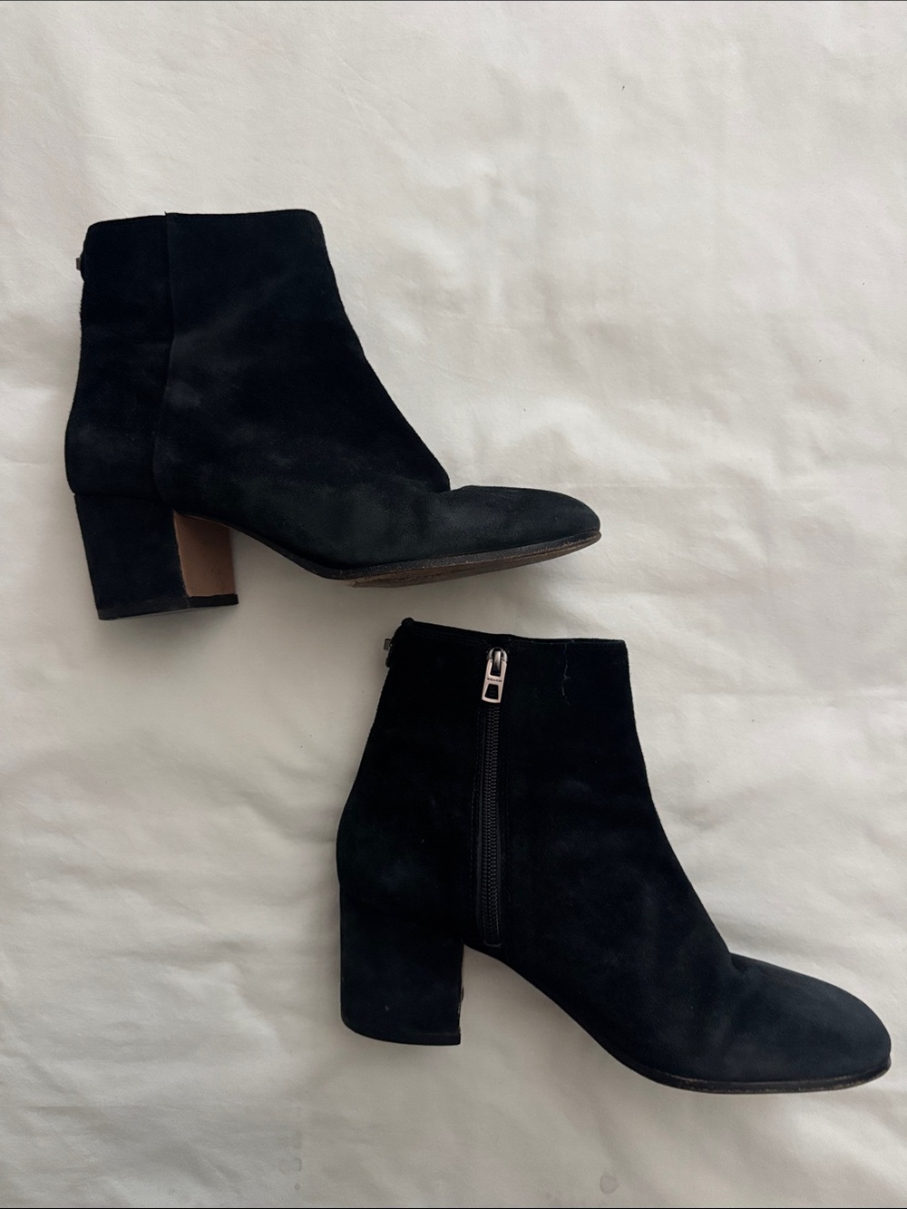 Coach Black Suede Block Heel Ankle Boots